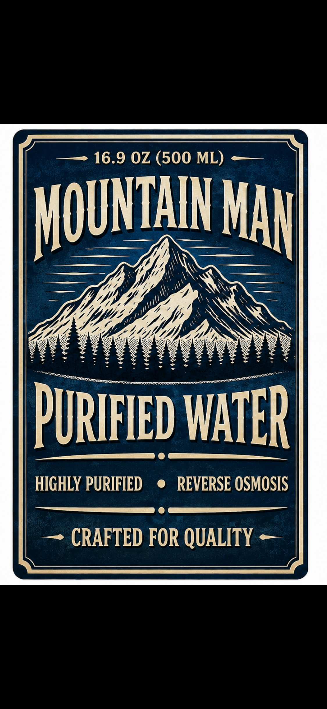Close-up of Mountain Man Purified Water bottles